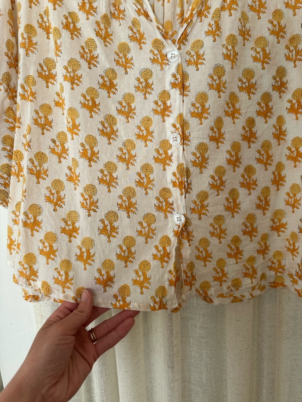Emerson Fry White Blouse with Marigold Floral Print - Picture 5 of 6